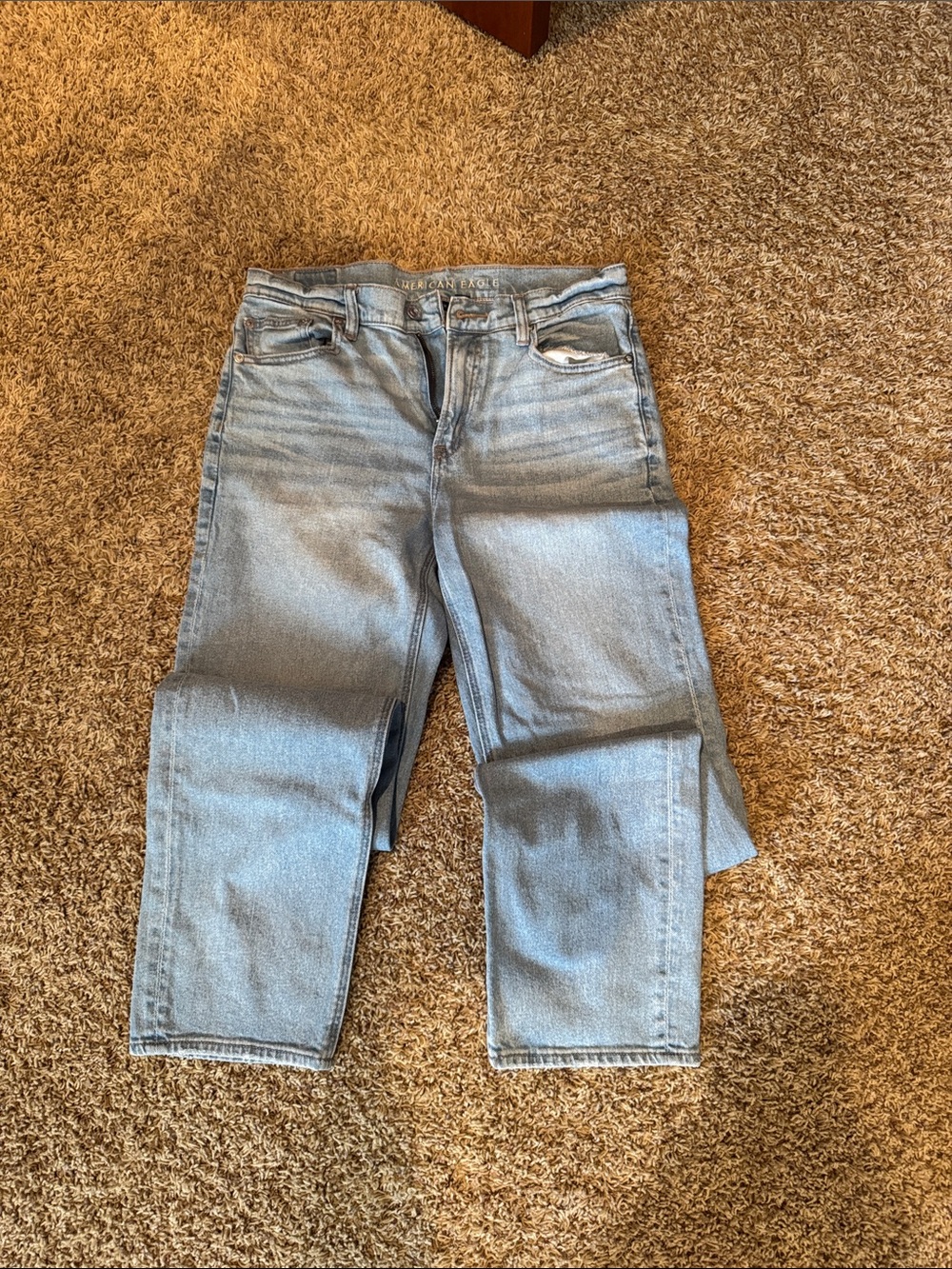 American Eagle Outfitters Light Blue Super High-Rise Straight Leg Jeans